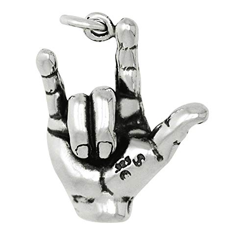 Raposa Elegance Sterling Silver 3D I love You Sign Language Charm