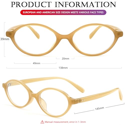 Image of AIEYEZO Small Oval Blue Light Glasses for Women Fashion Retro TR90 Oval Frames Computer Screen Glasses (Milk Brown)