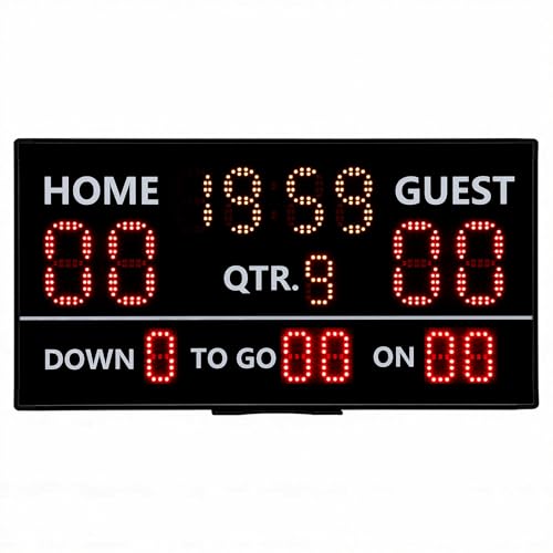 Spacnana Marcador Electrónico Portátil con Control Remoto, Pantalla LED de 14 Dígitos, Marcador de Puntuación en Tiempo Real Las 24 Horas para Canchas Interiores y Exteriores y Eventos