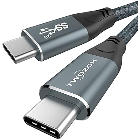Twozoh USB C to USB C Cable 100W 0.5M, Nylon Braided USB 3.2 Gen 2X2 Data Transfer Type C PD Fast Charging Cable,4K Video Monitor Cord Support 3840x2160 4K@60Hz 20Gbps Cover
