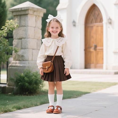 Image of GINFIVE Toddler Girls Dress Shoes Little Kids Flats School Mary Janes Shoes