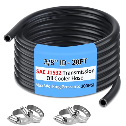 Boltigen 3/8 ID Transmission Oil Cooler Hose 20FT Transmission Cooler Line for Power Steering Hydraulic Systems 300PSI Power Steering Hose SAE J1532 (3/8-20FT)