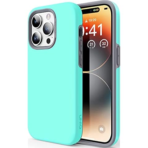 TEAM LUXURY Shockproof for iPhone 14 Pro Case, Rugged Anti-Scratch Protective Case Designed for iPhone 14 Pro Phone Case 6.1 Inch (Turquoise/Gray, iPhone 14 Pro) Cover