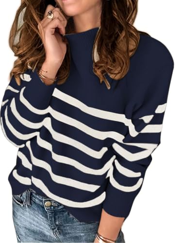 Image of GUNEST Women's Striped Sweater Long Sleeve Crew Neck Ribbed Knit 2025 Fall Winter Pullover Sweater Tops