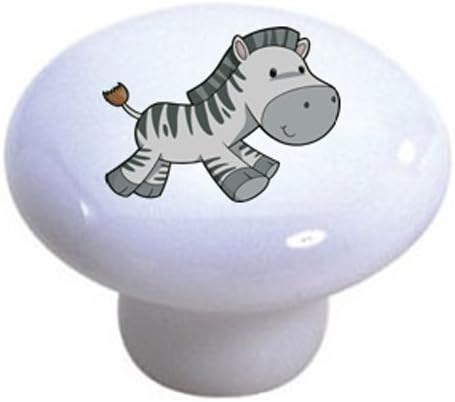 Set of 10 Baby Zebra Running Ceramic Cabinet Drawer Pull Knobs