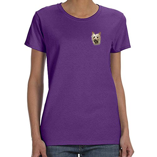 Cherrybrook Dog Breed Embroidered Womens T-Shirts - XXX-Large - Purple - Silky Terrier