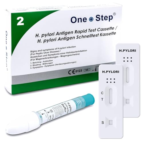 2 x One+Step Helicobacter Pylori Schnelltest I Darmkrebs Vorsorgetest I Selbsttest für zu Hause I H.Pylori Test I bei Durchfall - Reizdarm - Sodbrennen - Magenbeschwerden