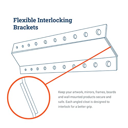 French Cleat Hanger 18 Inch - Picture, Mirror, Whiteboard Or Headboard Wall Mounting Brackets - Z Bar Hanger Supports 90Lbs #TOP4