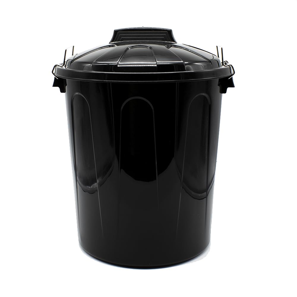 CABLEPELADO Cubo de Basura con tapa, Cubo basura Industrial, Cubo basura Plástico con asas metálicas, Contenedor residuos, 40 cm alto x 33 cm Diámetro superior, Capacidad 21 Litros, Negro