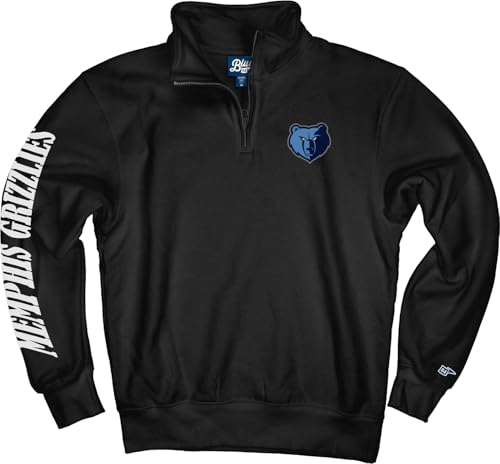 Blue 84 Memphis Grizzlies NBA Officially Licensed Quarter Zip Sweatshirt Sleeve Black, Large