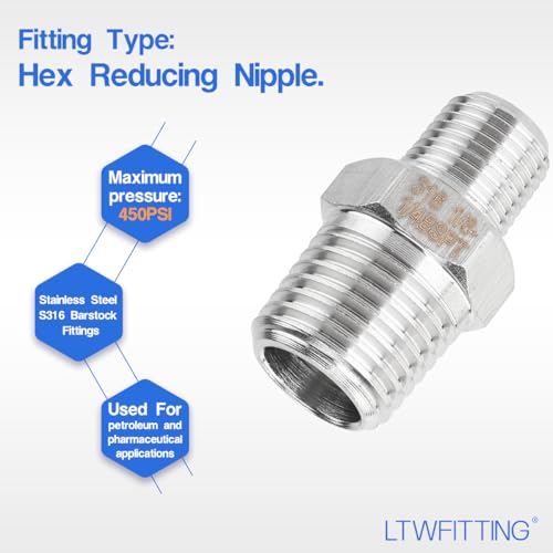 Conector BSPT de agua potable para barcos LTWFITTING de acero inoxidable 316 4