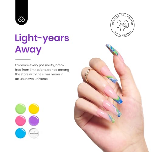 Image of Beetles Gel Nail Polish with Blooming Gel -19 Colors Gel Nail Polish | Pink Green Blue Purple Neon Gel Nail Polish 3Pcs Base&Glossy Matte Top Coat,Clear Polish for Spreading Effect Soak off UV