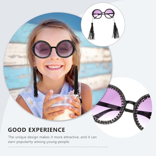 Retro Tassel Sunglasses for Women Unique Alloy Frame Round Sunglasses Trendy Eye Glasses for Christmas Party Bar Entertainment4