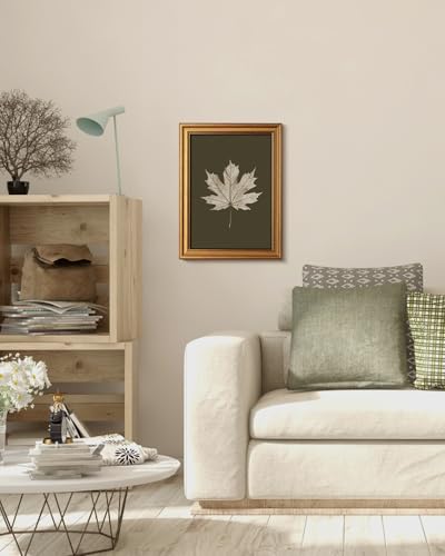 Image of VIYYIEA Vintage Gold Framed Wall Art for Living Room, Maple Leaf Canvas Prints Home Decor, Oil Painting Picture, Bedroom Wall Decor Gifts for Friends or Family -【Maple Leaf Specimen】-(16L x 12W)