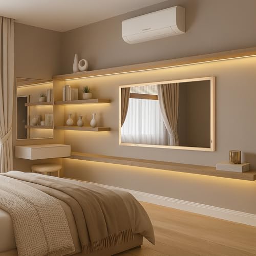 Image of 43-Inch Smart Mirror TV - Gold Aluminum Art Frame - 4K UHD Waterproof Display, Elegant Two-in-One TV and Mirror for Bathroom, Home or Commercial Use