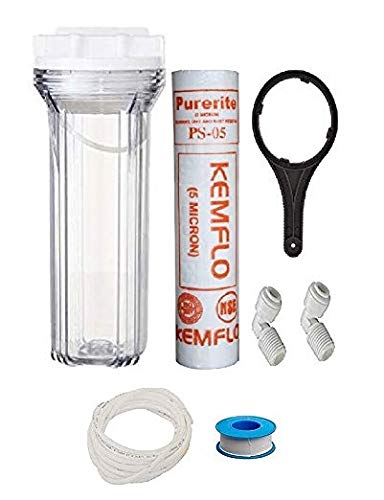 Nandi HomeZ Prefilter Set kit for All Domestic RO Water Purifier,Complete Filter Set Pack of (Heavy Transparent Crystal Base housing, Kemflo Spun Filter 10inch,-image-8