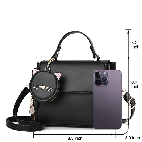I IHAYNER Fashion Purses and Handbags for Women Top Handle Bag Girls Small Crossbody Shoulder Bag for Ladies with Kitty Purse2