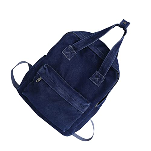 Didiseaon High Capacity Denim Backpack for Students Fashion Shoulder Bag for Men and Women Durable Lightweight with Breathable Straps Dark Blue