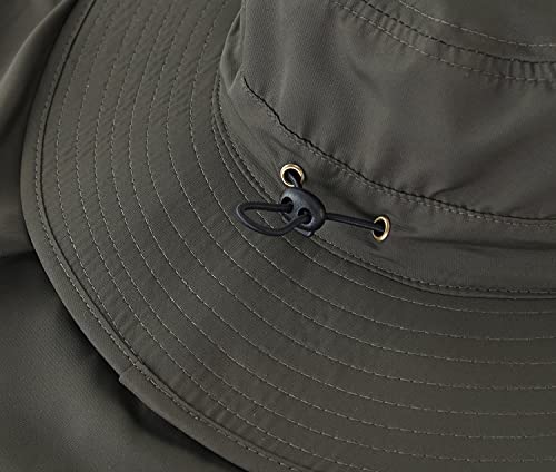 Image of Home Prefer UPF50 Mens Sun Hat with Neck Flap Quick Dry UV Protection Cap Womens Wide Brim Fishing Hat Neck Flap Beach Garden