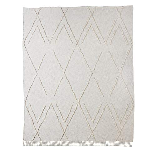 LR Home Solid Ivory Dazzling Diamond King Size Coverlet, 90