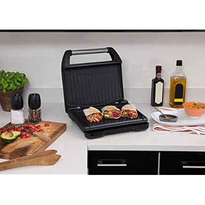 George Foreman 25041-56 Fitnessgrill Family Steel, Kontaktgrill, Panini- und Sandwichgrill, 28 x 17 große Grillfläche für bis zu 5 Portionen, Edelstahl/grau – Bild 8