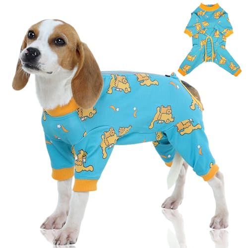 FUAMEY Dog Pajamas & Recovery Suit with Back Zipper,4-Leg Full Body Surgical Suit for Dogs,Dog Post-Surgery Wound Protection to Prevent Licking,Dogs O