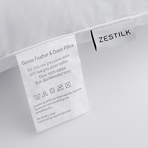 Zestilk Goose Down and Feather Firm Pillow Set of