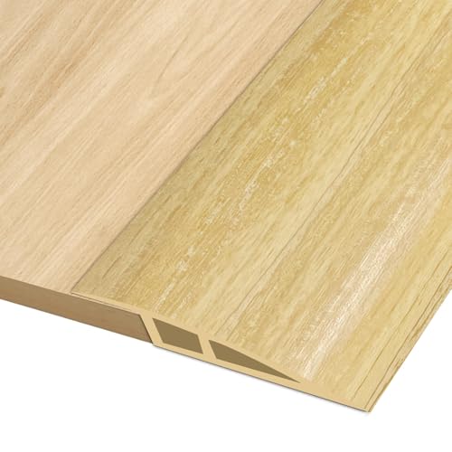 1M * 7CM Perfil de Transición para Suelo, Perfil PVC Perfil Transición Suelo Desnivel Autoadhesivo para Diferencia de Altura de 10-15 mm, Tapajuntas Suelo Perfil de Unión para Suelos (Madera Clara)