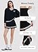 Women's Long Sleeve Tennis Skirt Set 2 Piece Golf Outfit, V-Neck Sweater & Skort with Pockets, Preppy Pickleball Sport Suits