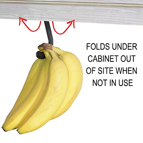 Gadjit Banana Hook Under Cabinet Hanger Ripens Bananas with Less Bruises, Folds up Out of Sight When Not in Use, Saves Countertop Space, Self-Adhesive + Pre-drilled Screw Holes (Black) - Thumbnail 4