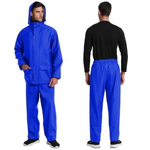 Men's Workwear Rain Suit - Hi Vis Waterproof Jacket&Pants 3-piece Set, Foul Weather Gear for Safety2