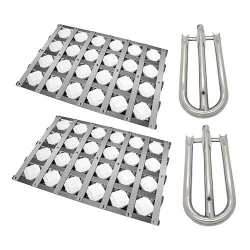 Folocy 18.125 Grill Burners Grill Briquette Tray for Alfresco ALX2-30C ALX2-42C ALX2-42RFG ALX2-56 ALX2-56BFG BBQ Pipe Tubes Ceramic Briquettes Grill Replacement Parts Stainless Steel