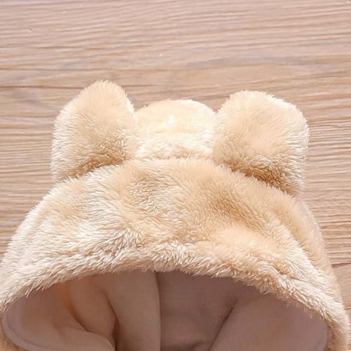 Image of BABYZONE Fleece Footed Jumpsuit Newborn Hooded Rompers Long Sleeve Onesies Button Closure Warm Infant Winter Outfits,Baby Boys Girls Snowsuit Pajamas Cute Bear Ear Bodysuits Outwear.