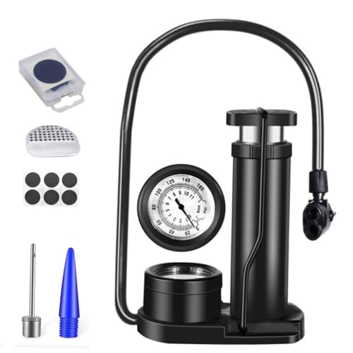 Kit de reparacion y bomba de alta presion para neumaticos de bicicleta con manometro preciso