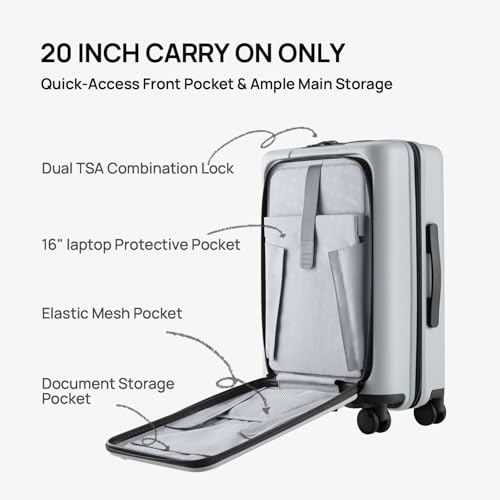 Image of NINETYGO Medium Checked Luggage 25 Inch, Flat Top Opening Check In Luggage with Cup Holder, Expandable, Lightweight PC Hard Shell, TSA Lock, 360 Spinner Wheels (Charcoal Coconut Milk)