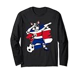 Diseño de fútbol de la bandera de Costa Rica para cualquier fanático del fútbol orgulloso del equipo de fútbol de Costa Rica. Divertido traje de futbolista de perro dabbing para los amantes del fútbol de Costa Rica tiene un bulldog que lleva una camiseta deportiva de la bandera de Costa Rica haciendo baile de hip hop dab