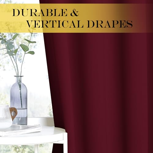 NICETOWN Blackout Room Divider Curtains 84 inch Length, Grommet Energy Saving Thermal Drapes Sound Reducing Window Treatments for Living Room/Bedroom, W100 x L84, 1 Panel, Wine Red