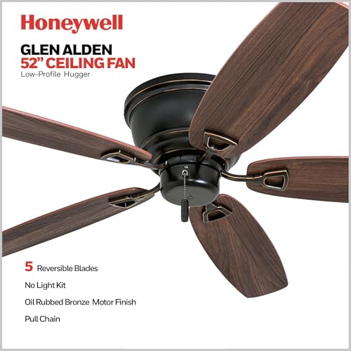 Honeywell Glen Alden 52 Inch Flush Mount Ceiling Fan, Oil Rubbed Bronze - image 5