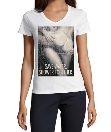 T-shirt col en V blanc femme coton S résout le manque d'originalité estival
