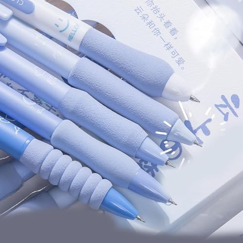 Image of Shuttle Art Soft Grip Black Ink Star Ball Pen 0.5 mm Fine Tip |Smooth Writing Retractable Click Pen with Rubber Grip | Office School College Exam Pen for Daily Writing, Notes, Assignments |Pack of 5