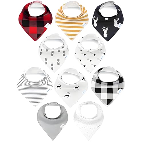 Image of KiddyStar Baby Bandana Bibs - Organic Cotton - Drooling Bibs, Toddler Bibs, Dribbling Bibs, Teething Bibs, Dripping Bibs