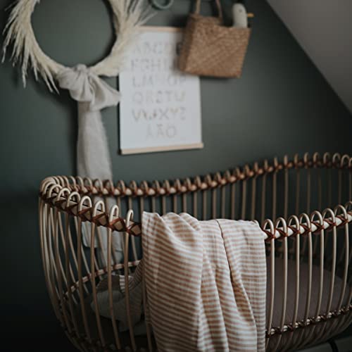 Image of mushie Muslin Baby Swaddle Blanket | 100% Organic Cotton (Natural Stripe)