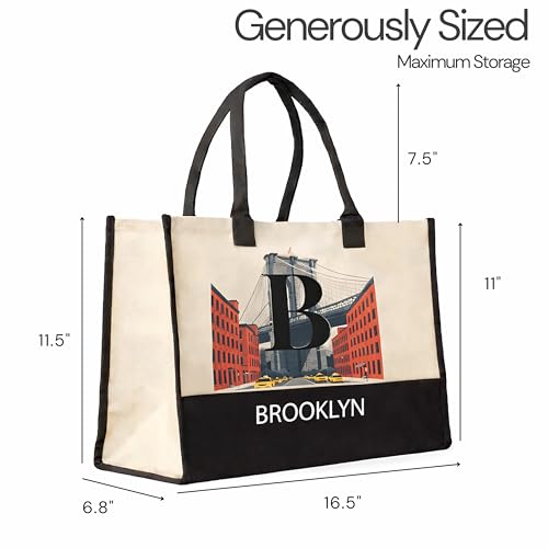 Image of Salt Earth Cotton Canvas Tote Bag - Alcatraz Island Landmark Design with Custom Initial, Durable Shoulder Bag for Women
