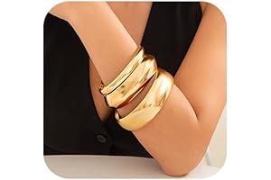 3PCS Chunky Gold Bangle Bracelets