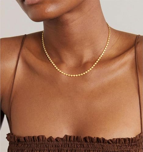 Hothty Gold Layered Charm Necklaces for Women, Dainty Stackable Simple Waterproof Choker Necklace Seashell Beach Gold Pearl Bead Necklaces Set Jewelry Gifts3