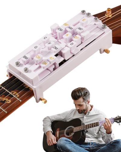 Image of Portable Guitar Chord Presser, Guitar Chord Helper And Trainer for Acoustic Guitar, Guitar Learning Tools for Beginners and Arthritis Player, Develop Confidence Quickly,wihte no clip