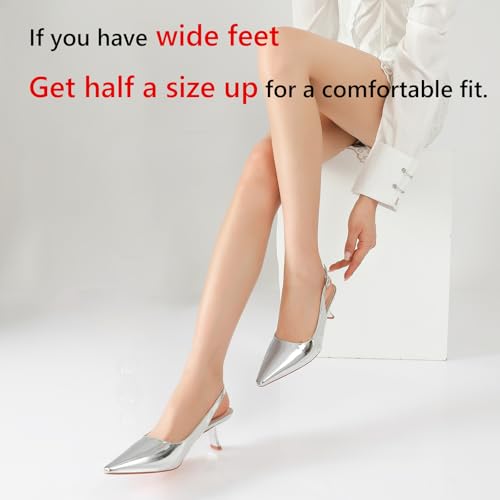 Image of RIBONGZ Sexy Slingback Pumps Elegant Dressy Heels for Women Closed Toe Pointy High Heels Wedding Bride Prom Party Evening Shoes