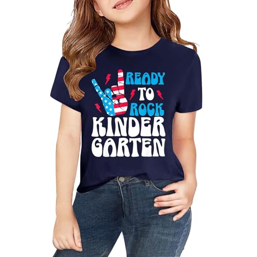 Kids Girls Short Sleeved T Shirt Girls Round Neck Comfortable Outdoor Festivals Casual Top Sweaters Summer