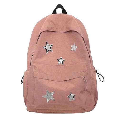 MININAI Linda mochila estética Y2K com estampa de estrelas, mochila para laptop, volta à faculdade, rosa, One Size, Moderno