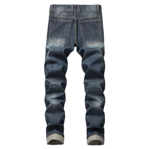Men Distressed Ripped Jean Mid Rise Slim Fit Straight Leg Stacked Jeans Fashion Denim Pants Streetwear2